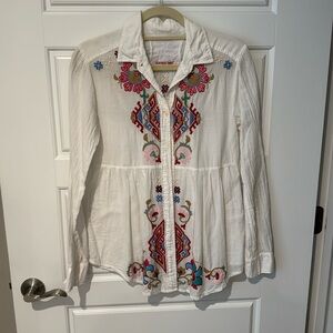 Johnny Was Embroidered Button Up